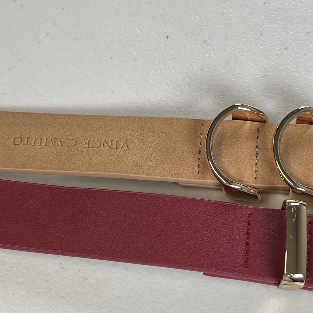 Vince Camuto Women's 2 Pack  of Belts 39" Tan and Burgundy Gold Tone Buckles - Picture 9 of 9